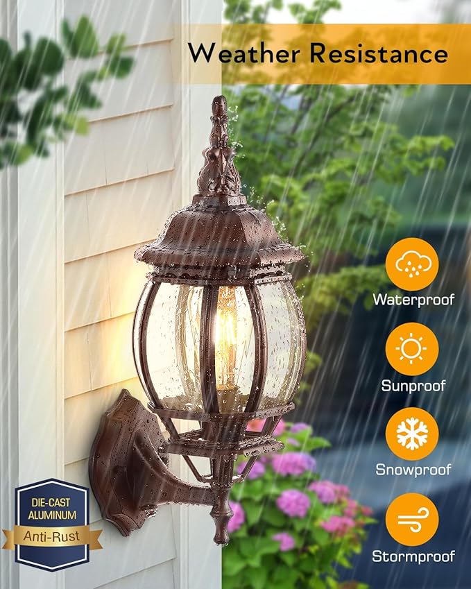 VIANIS Outdoor Wall Lantern, Dusk to Dawn Porch Lights, Outside Lighting Fixtures for House, Oil Rubbed Bronze Exterior Garage Light Fixtures Wall Mount, Anti Rust Outdoor Sconce Light for Patio,Coach