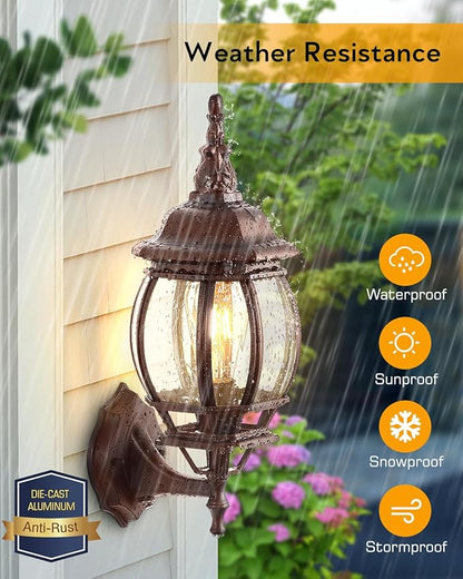 VIANIS Outdoor Wall Lantern, Dusk to Dawn Porch Lights, Outside Lighting Fixtures for House, Oil Rubbed Bronze Exterior Garage Light Fixtures Wall Mount, Anti Rust Outdoor Sconce Light for Patio,Coach