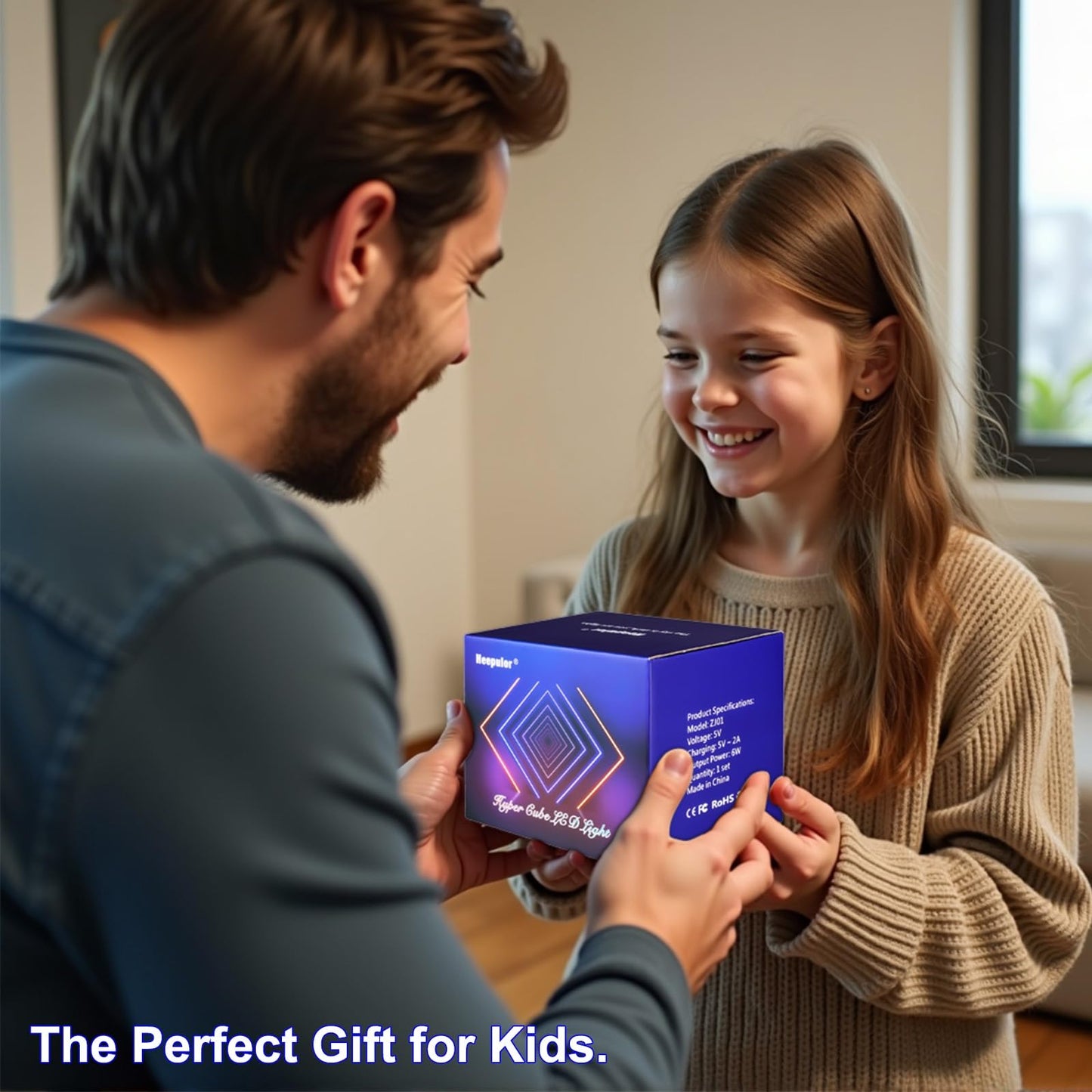 Heepulor Infinity Mirror Hyper Cube Table Lamp, Desk Art Night Light, Color-Changing Music-Sync APP-Controlled Ambient Light for Gaming, Party, Home, Gift (4Inchs Without APP)