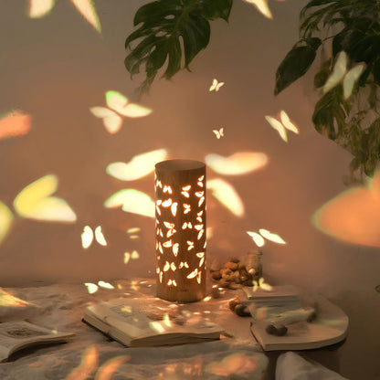 ZIRIKEDAI Butterfly Projector Night Light - Wooden Bedside Lamp with USB - Ideal for Bedroom & Living Room Decor - for Girls, Valentine's Day, Easter, Mother's Day, and Birthdays