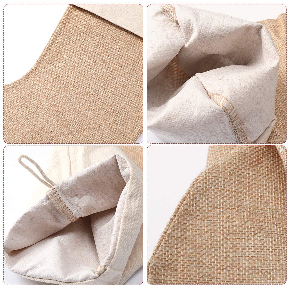 DECORA Natural Jute Burlap Christmas Stocking Fireplace Hanging for Gifts Goodies Handmade Projects Set of 6