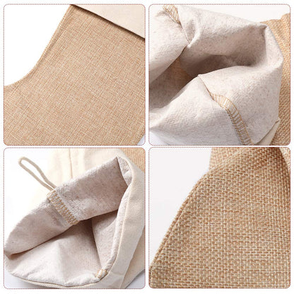 DECORA Natural Jute Burlap Christmas Stocking Fireplace Hanging for Gifts Goodies Handmade Projects Set of 6
