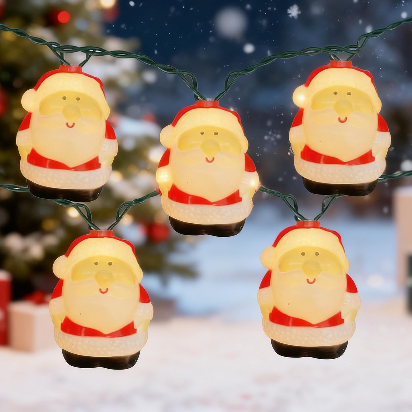 Xingzd 8.5Ft Christmas Santa Light, Christmas Decorations String Lights with 10 Santa Claus Bulbs, Plug in Hanging Fairy Lights for Indoor Party Kid's Room Xmas Tree Patio Bedroom Garden Decor