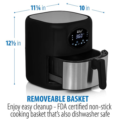 Deco Chef 5.8QT (19.3 Cup) Digital Electric Air Fryer with Accessories and Cookbook- Air Frying, Roasting, Baking, Crisping, and Reheating for Healthier and Faster Cooking (Black)
