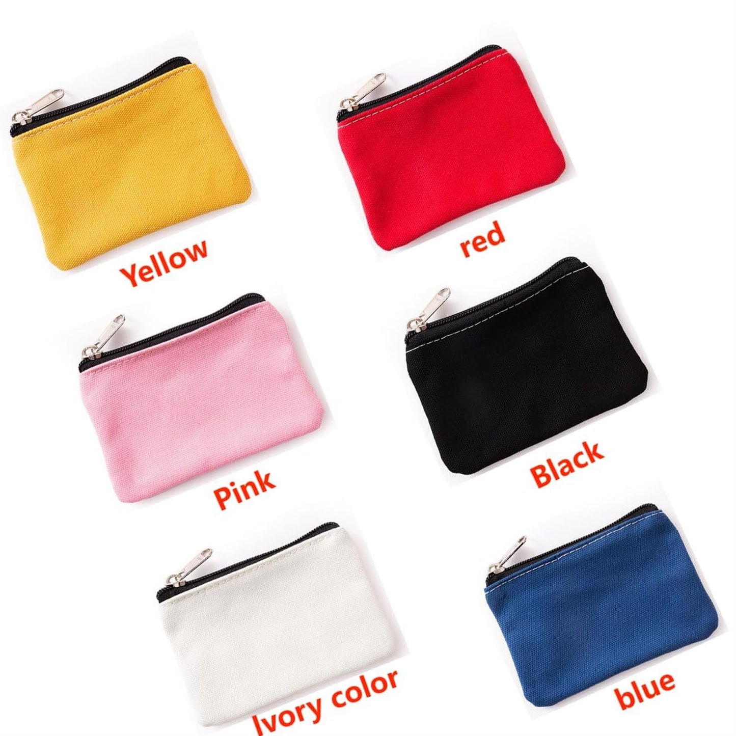 WDCFXY Canvas Coin Purse Set, 3.1 x 5.1 inches, 6 Pack, Assorted Colors