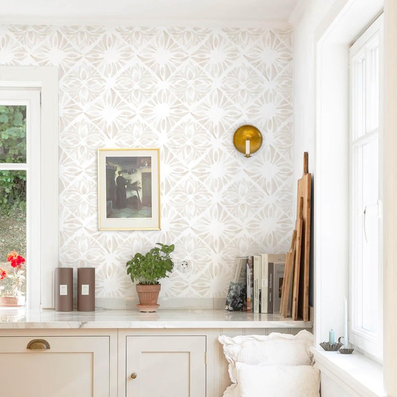 Fiula Boho Wallpaper Neutral Peel and Stick Wallpaper 78.7"x17.3" Geometric Wall Paper Beige and White Contact Paper Textured Removable Vinyl Waterproof for Bedroom Farmhouse Kitchen Bathroom