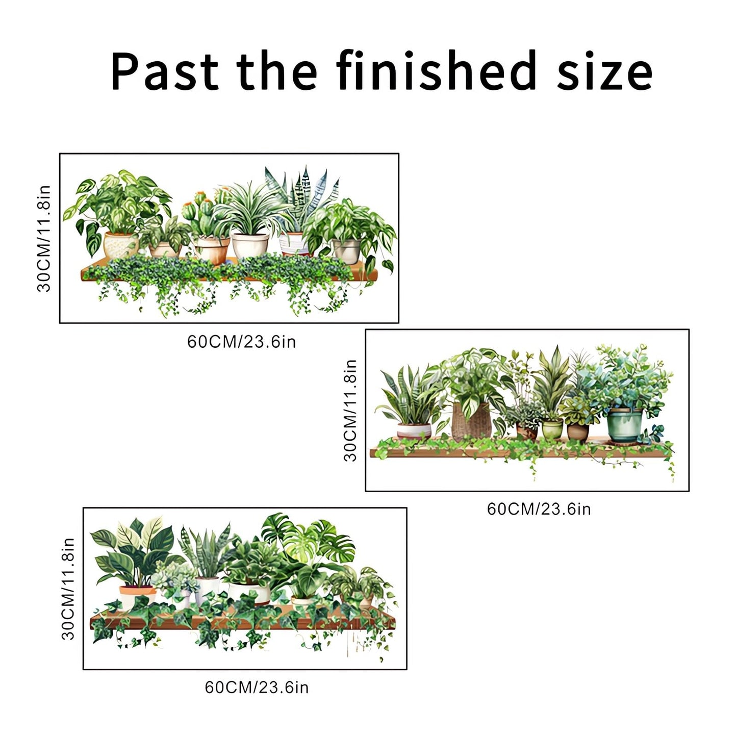 3 Pcs Green Plants Potted Wall Stickers, sacinora Green Leaves Wall Decals Removable Vinyl Peel and Stick for Living Room Bedroom Kitchen Study Room Art Home Decorations