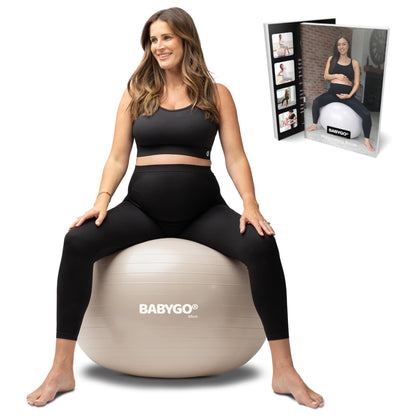 BABYGO Birthing Ball - Pregnancy Yoga Labor & Exercise Ball & Book Set Trimester Targeting, Maternity Physio, Birth & Recovery Plan Included Anti Burst Eco Friendly
