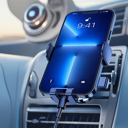Phone Holders for Car, Air Vent Cell Phone Mount with Upgraded Metal Hook Clip, Universal Cradle for iPhone, Android & All Smartphones, Black