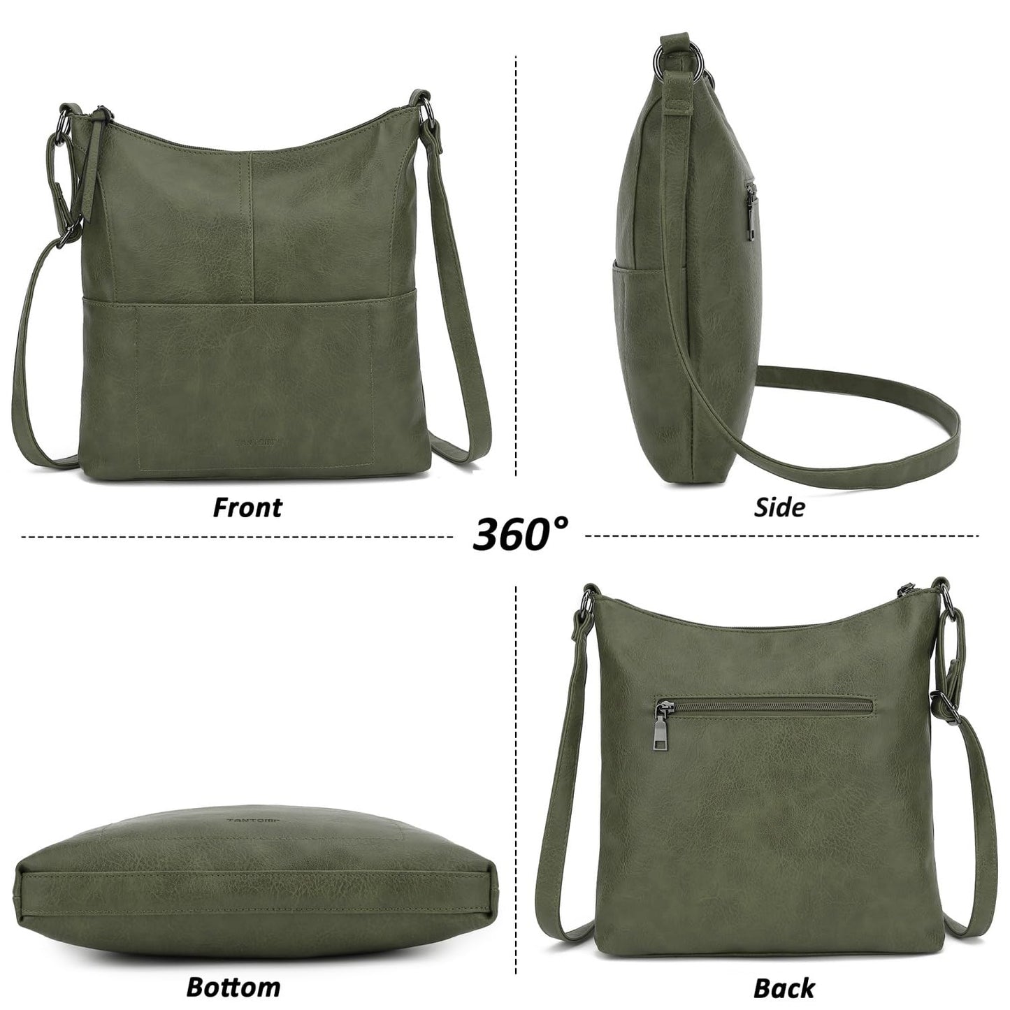 TANTOMI Crossbody Bags Handbags for Women Vegan Leather Purse and Shoulder Bag with Adjustable Shoulder Strap