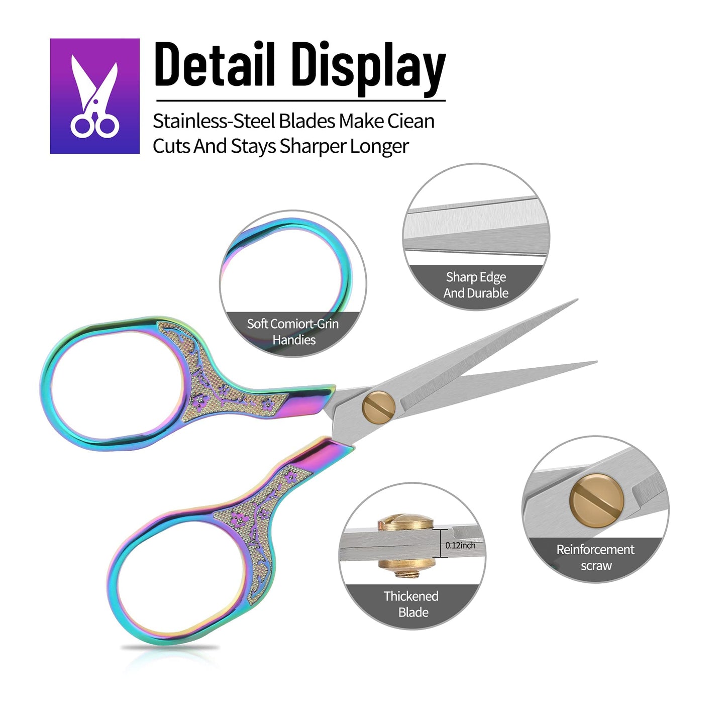 Small sharp scissors-Glexal 5 Inch Precision Scissors-2 pack,razor Sharp Blade Shears for craft embroidery sewing school office cutting…