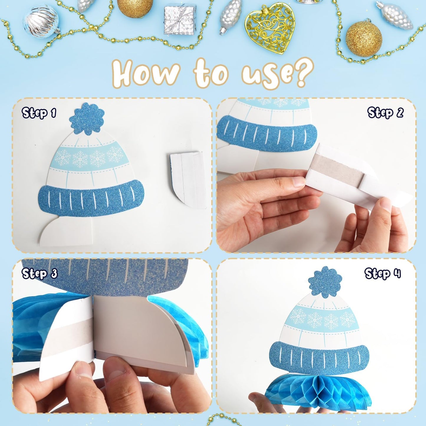 Frozen Winter Wonderland Party Decorations - 12 Pack Winter Themed Snowflake Honeycomb Table Centerpieces and 600pcs Snowflake Confetti for Christmas Holiday Winter Birthday Baby Shower Party Supplies