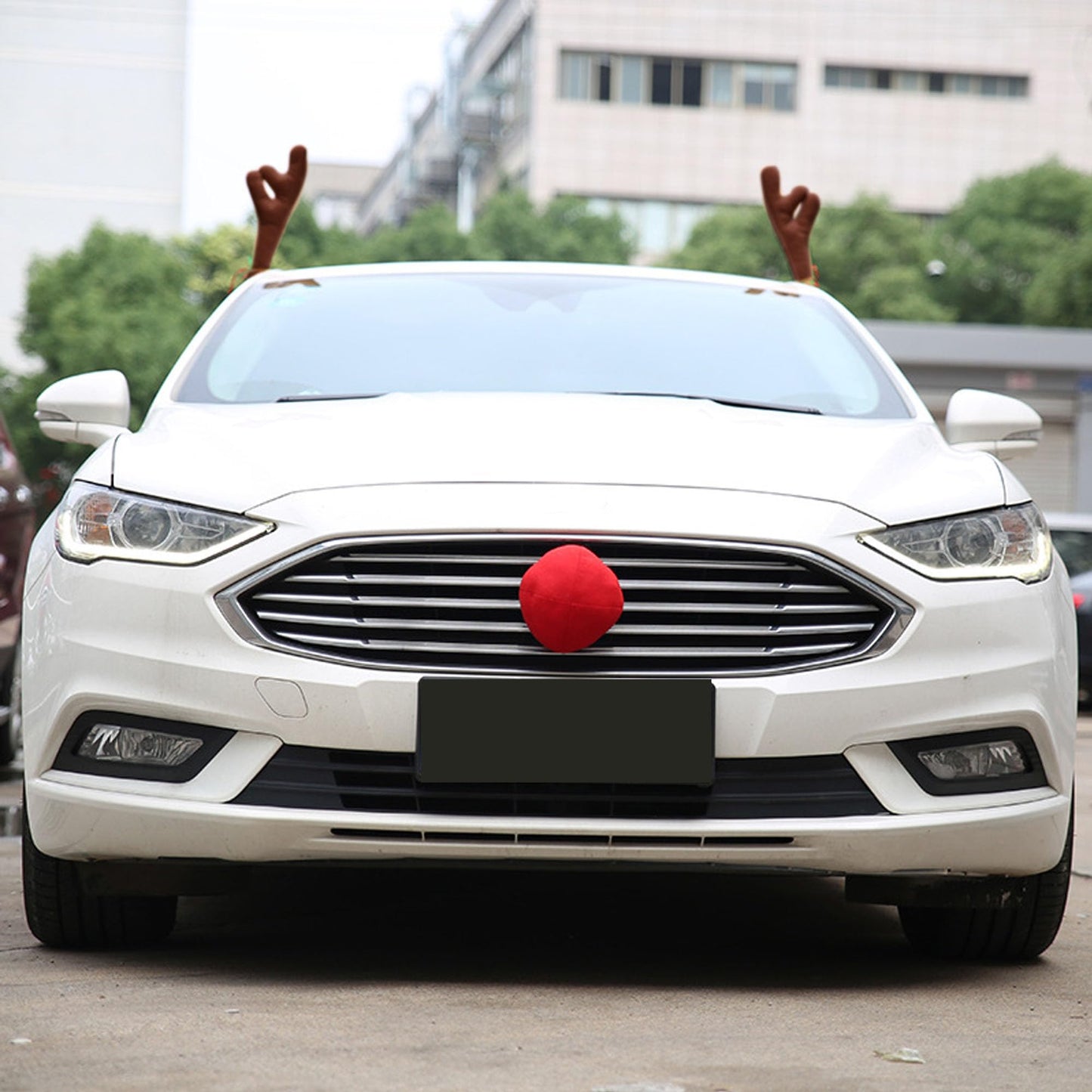 JazSwirl Brown Reindeer Antlers for Cars, Christmas Car Decoration Set, Christmas Car Decoration, Car Reindeer Antlers & Nose for Christmas, Car Antlers Antenna Toppers for Christmas