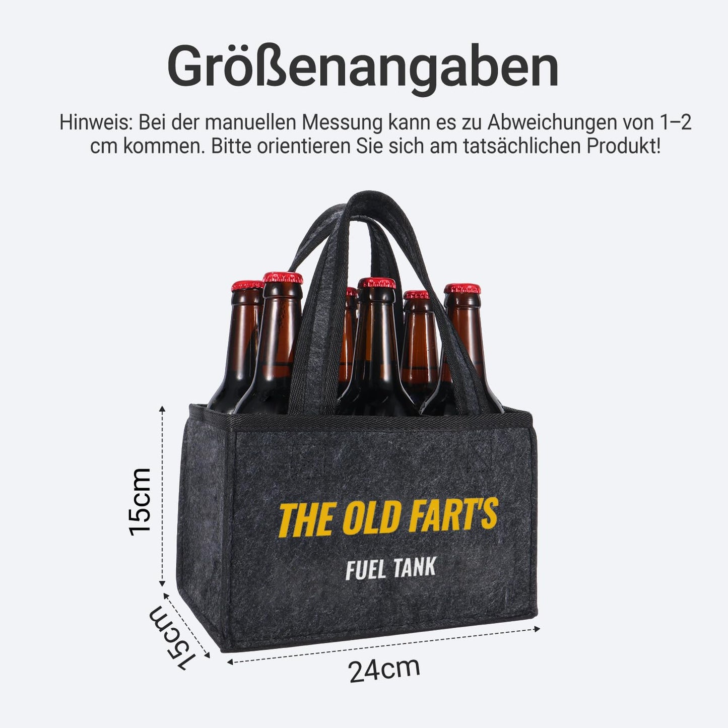 Funny Felt Beer Drink Carrier Tote Bag for Men, Novelty Gift for Dad, Husband, Boyfriend, Birthday, Father’s Day, Beer Lover Gift, 6-Bottle Portable Beverage Carrier with Handle