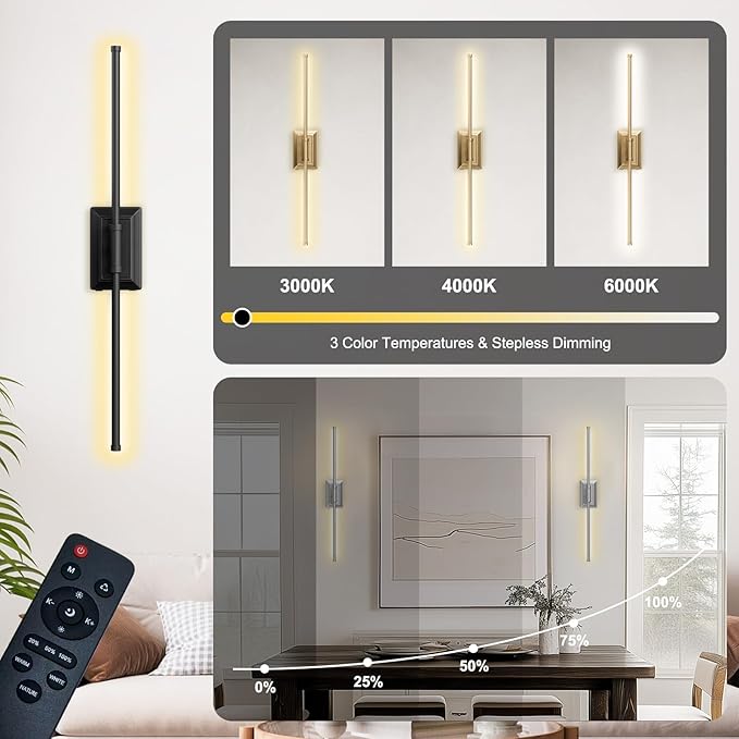 Battery Operated Wall Light Set of 2 - Silver Picture Wireless Led Plug In Walls Sconce Fixture Indoor - Art Decor Bathroom Sconces Rechargeable - Modern Bedroom Cordless Lights Fixtures with Remote