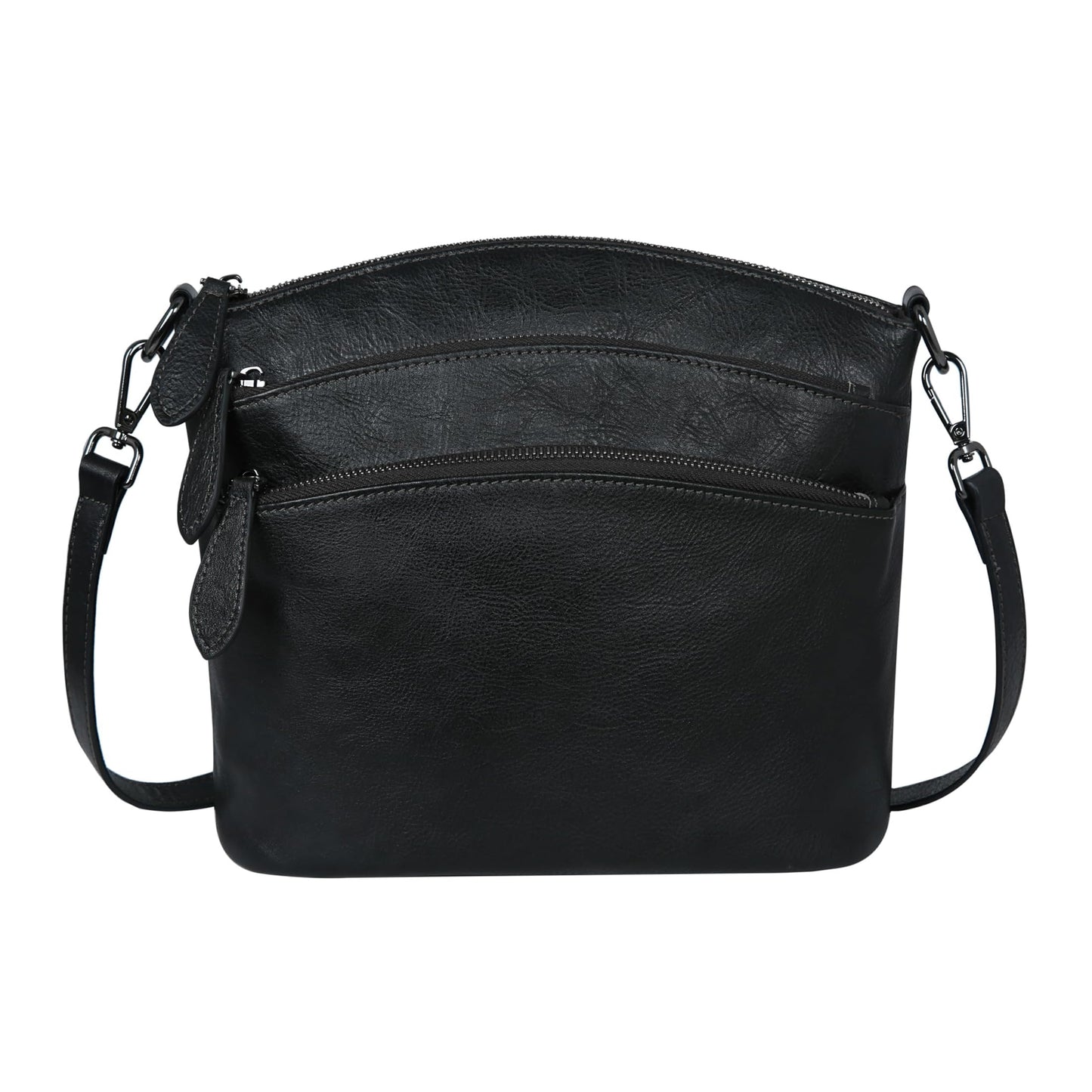 HESHE Crossbody Purses for Women Genuine Leather Purses and Handbags Designer Satchel Purse with Multi-Pockets Vintage Small Shoulder Bags Ladies Hobo Bag (Black)