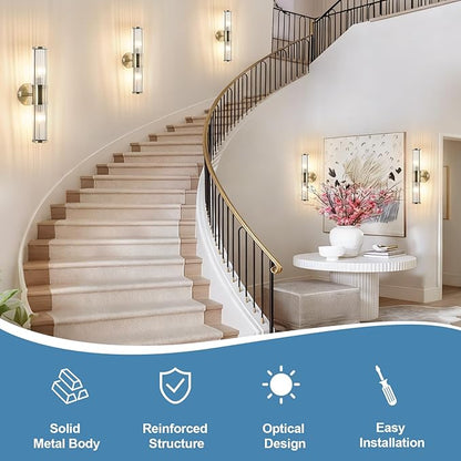 Glass Rods Wall Light Fixture Indoor Antique Bronze Bathroom Vanity Lights Fixtures Beside Mirror Lighting Lamps Up and Down Wall Mounted Light E12 Socket