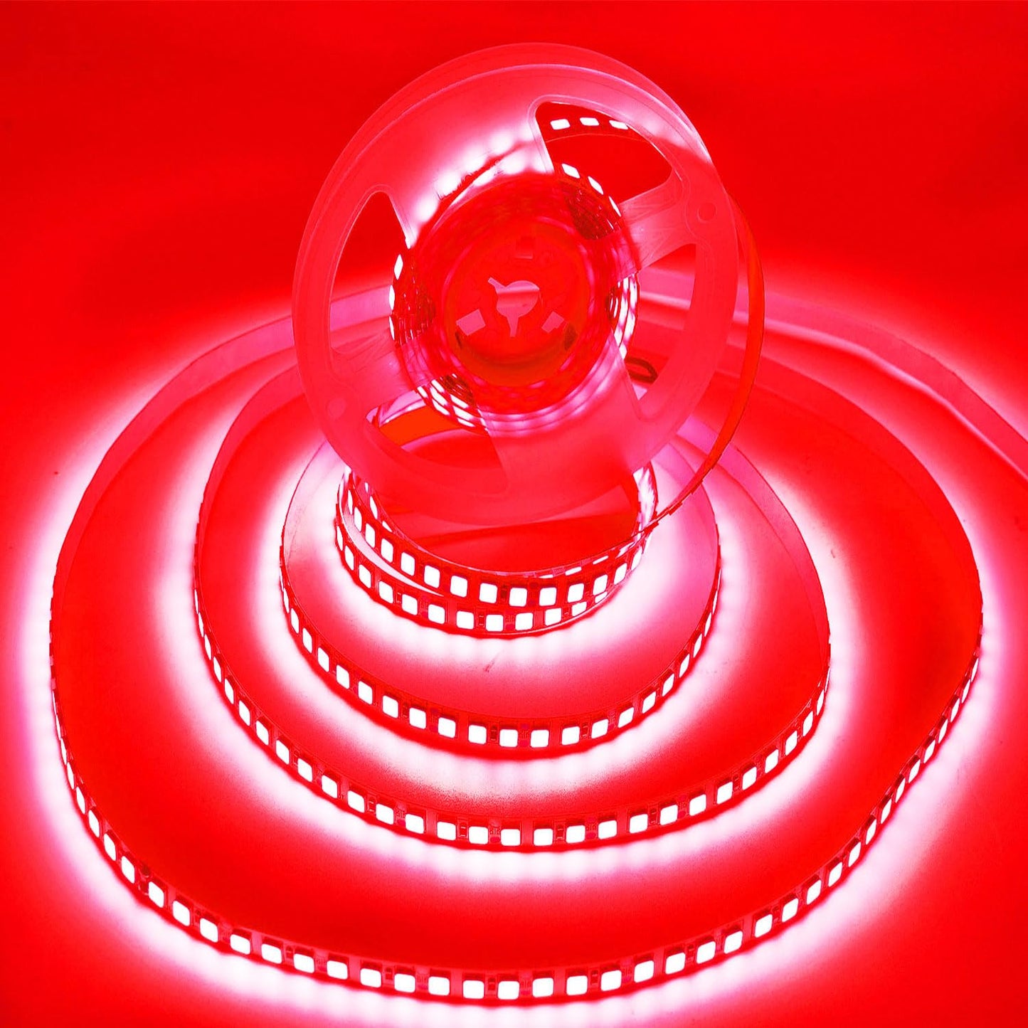 HAASHADA LED Lights Strips, Super Bright DC12V 5m/16.4ft 15000LM SMD5054 (5050 Upgraded) 600 LEDs Strip Lights, Dimmable Flexible LED Ribbon Tape Strips, Non-Waterproof Red