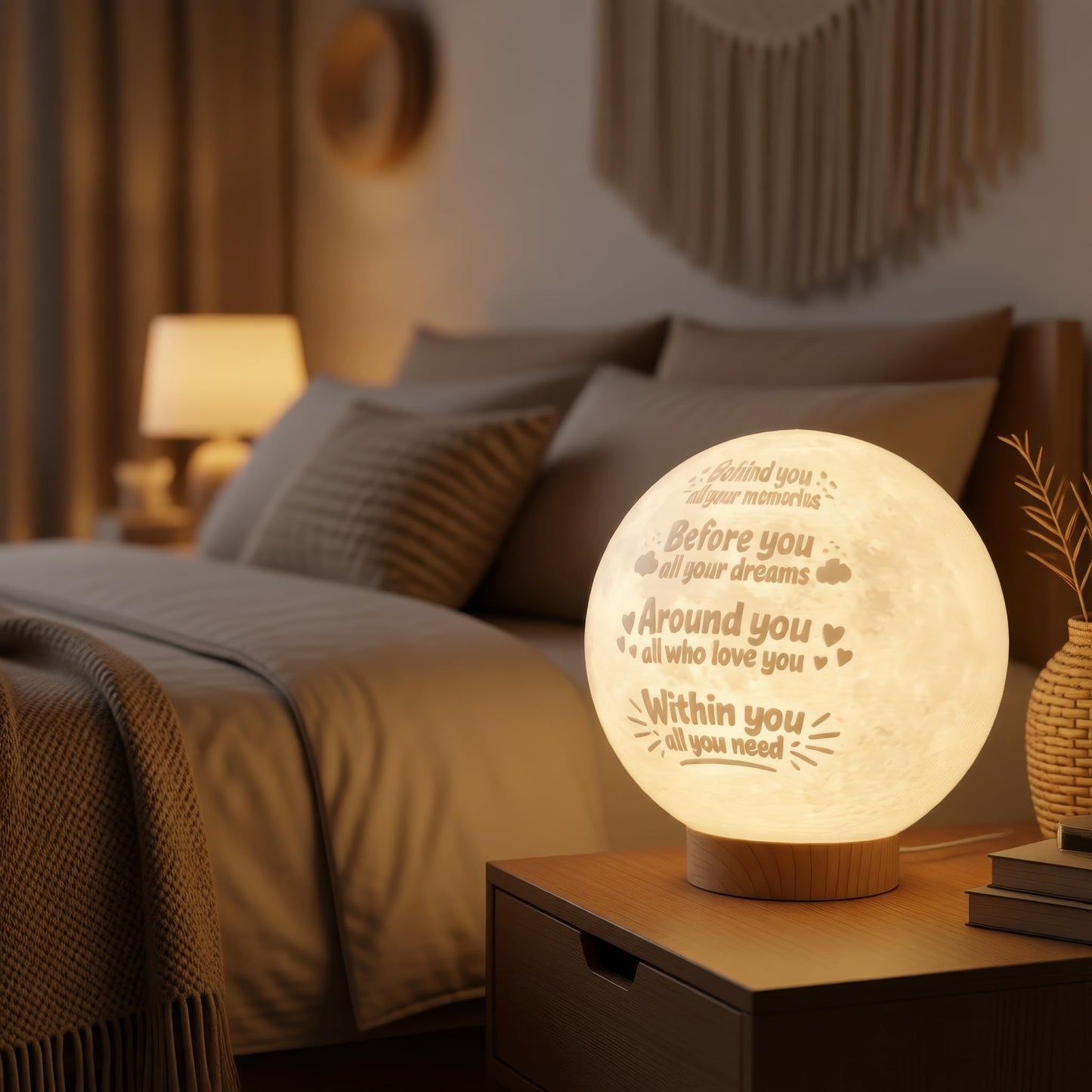 Funnytree Congrats Grad 2026 Graduation Gift Moon Lamp Night Light - Home Nursery Room Bedroom Office Desk Decor, Gifts for Classmates Friends Students Boys Girls Son