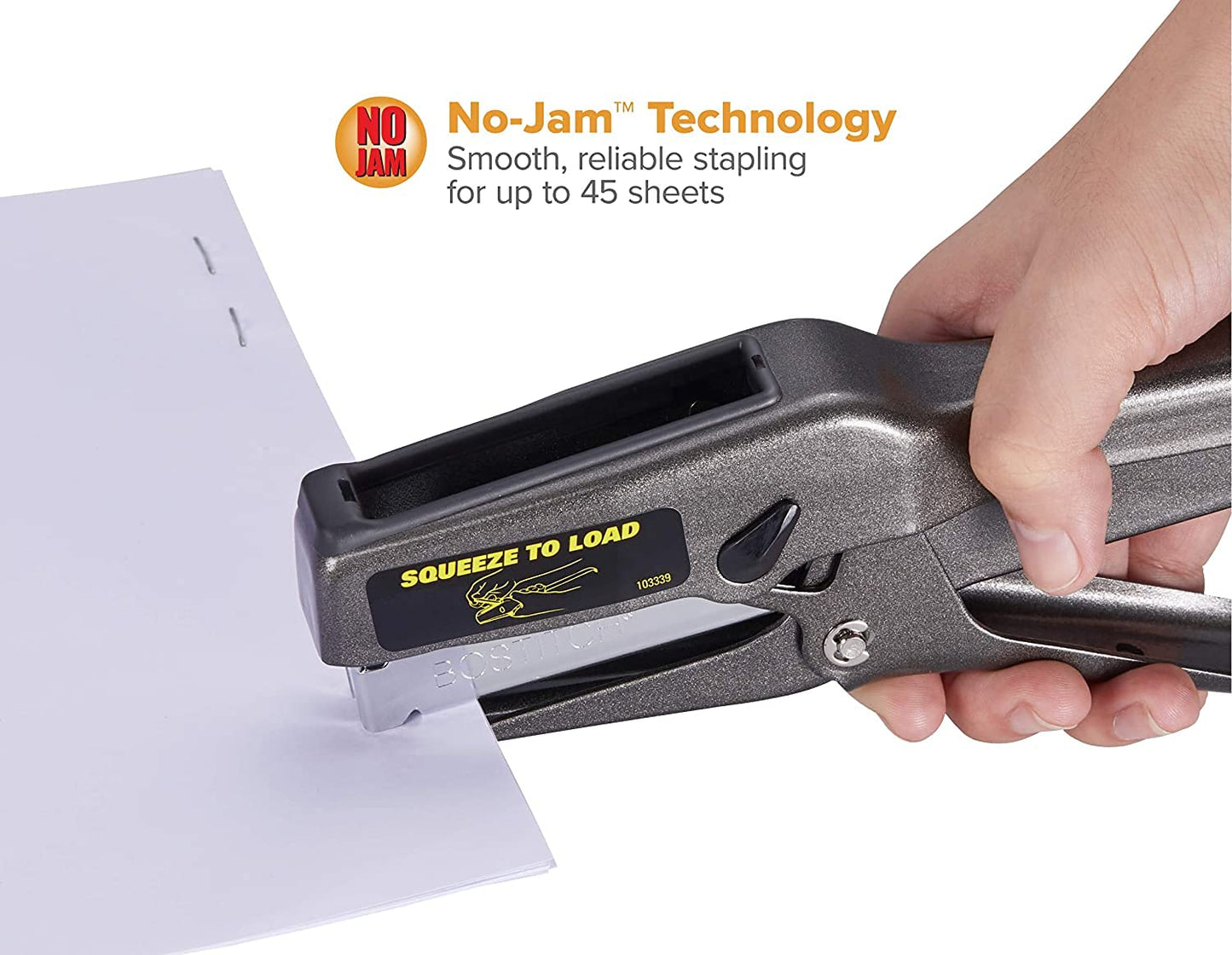 Bostitch Office B8 Plier Heavy Duty Stapler with 1250 1/4" Staples - Full Strip Metal Bostitch Stapler for Cardboard, Paper and Fabric (45 Sheet Capacity)