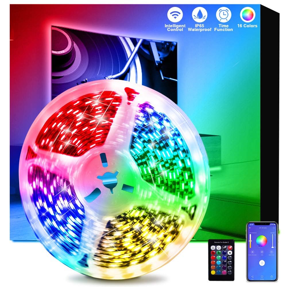 LETOUR LED Strip Lights, WiFi Wireless Smart Phone Controlled Color Changing Rope Lights 16.4ft SMD 5050 RGB Light Strips Sync to Music, Working with Android and iOS System,Alexa, Google Assistant