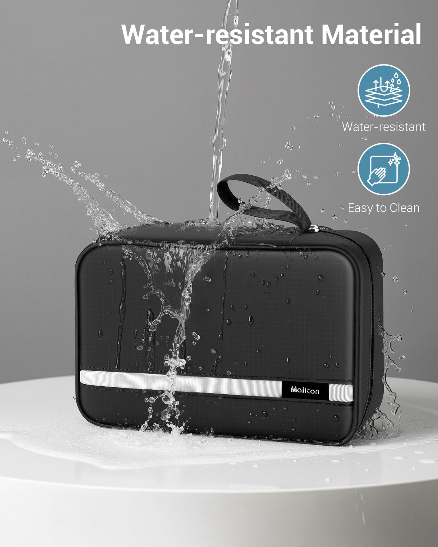 Maliton Toiletry Bag for Men & Women Travel Toiletry Bag Hanging Toiletry Bag Hygiene Bag with 4 Compartments Waterproof Bathroom Shower Bag for Traveling(Black)