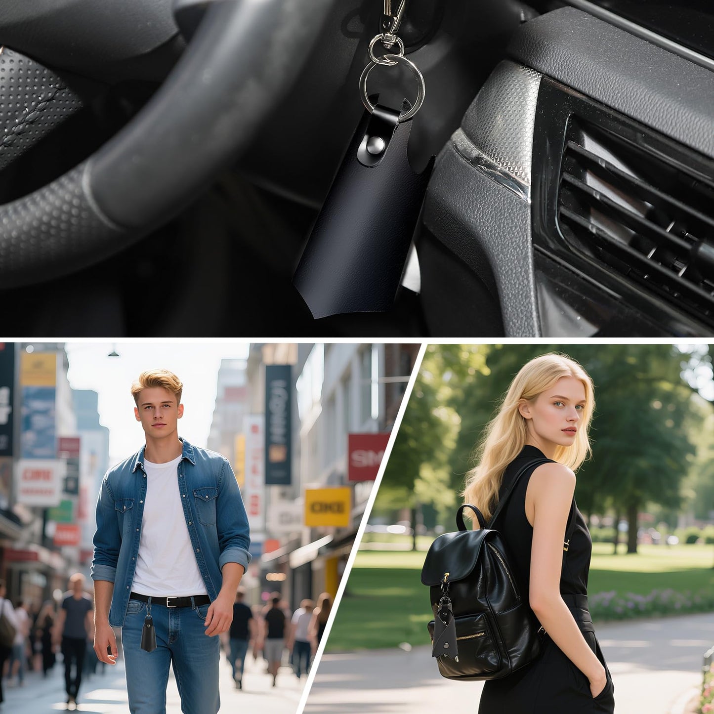 2 Pack Leather Keychain Bat Shape Car Key Fob Case, Fashion Key Ring Cover Holder for Men Women