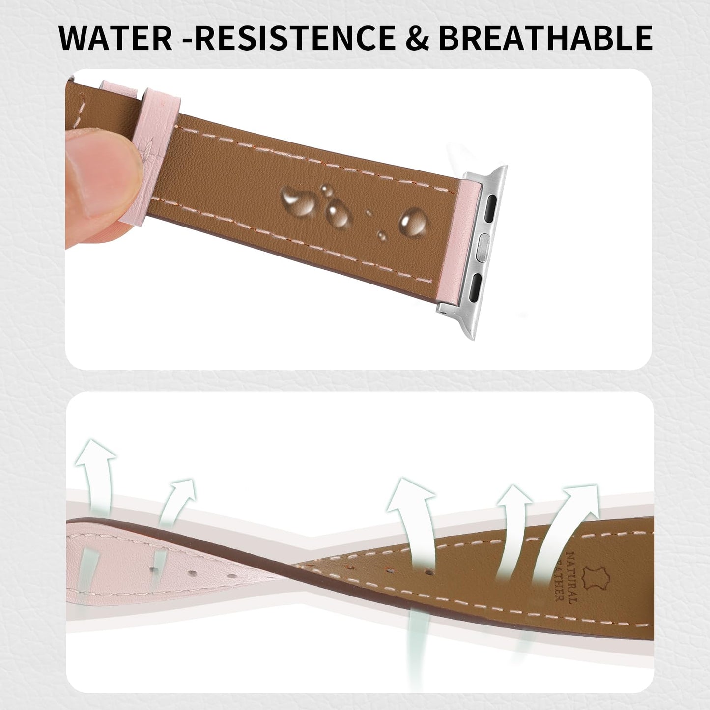 Italy Genuine Leather Bands Women Men Compatible with Apple Watch 38mm 41mm 40mm 42mm 44mm 45mm 46mm 49mm, iWatch Straps Smartwatch Replacement Band for Ultra SE 3/2/1 Series 11 10 9 8 7 6 5 4 3 2 1