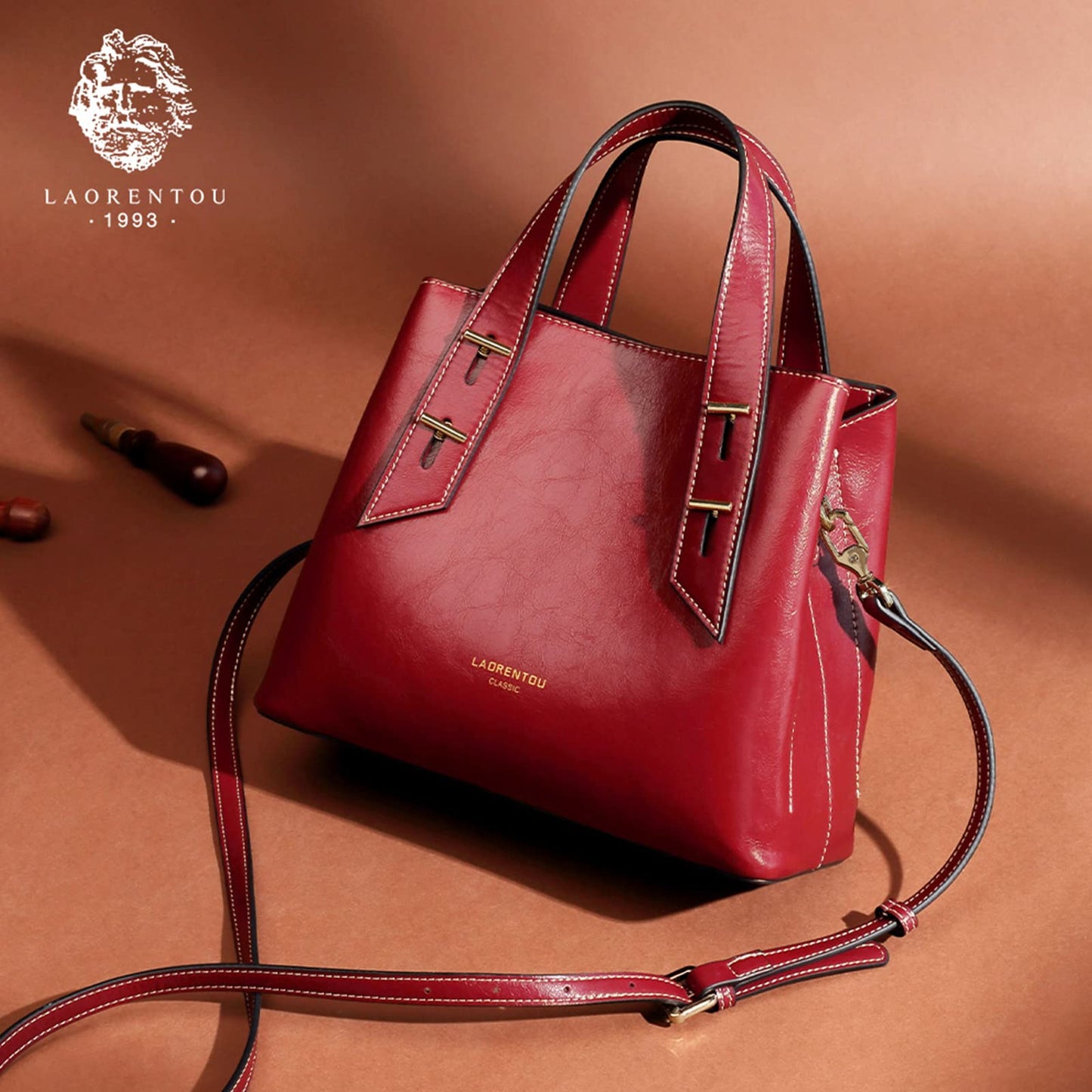 LAORENTOU Women Crossbody Handbags Genuine Leather Satchel Handbags for Women Top-handle Shoulder Tote Purses