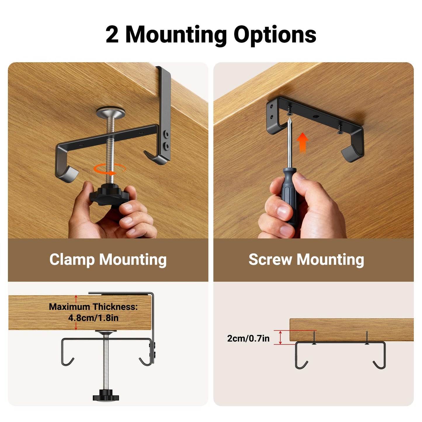 Housolution Under Desk Cable Management Tray, 36'' Longer Cord Management Under Desk, Premium Fabric Cable Storage Organizer, No Drilling Clamp/Screw Mount Cord Organization Tray for Office Home