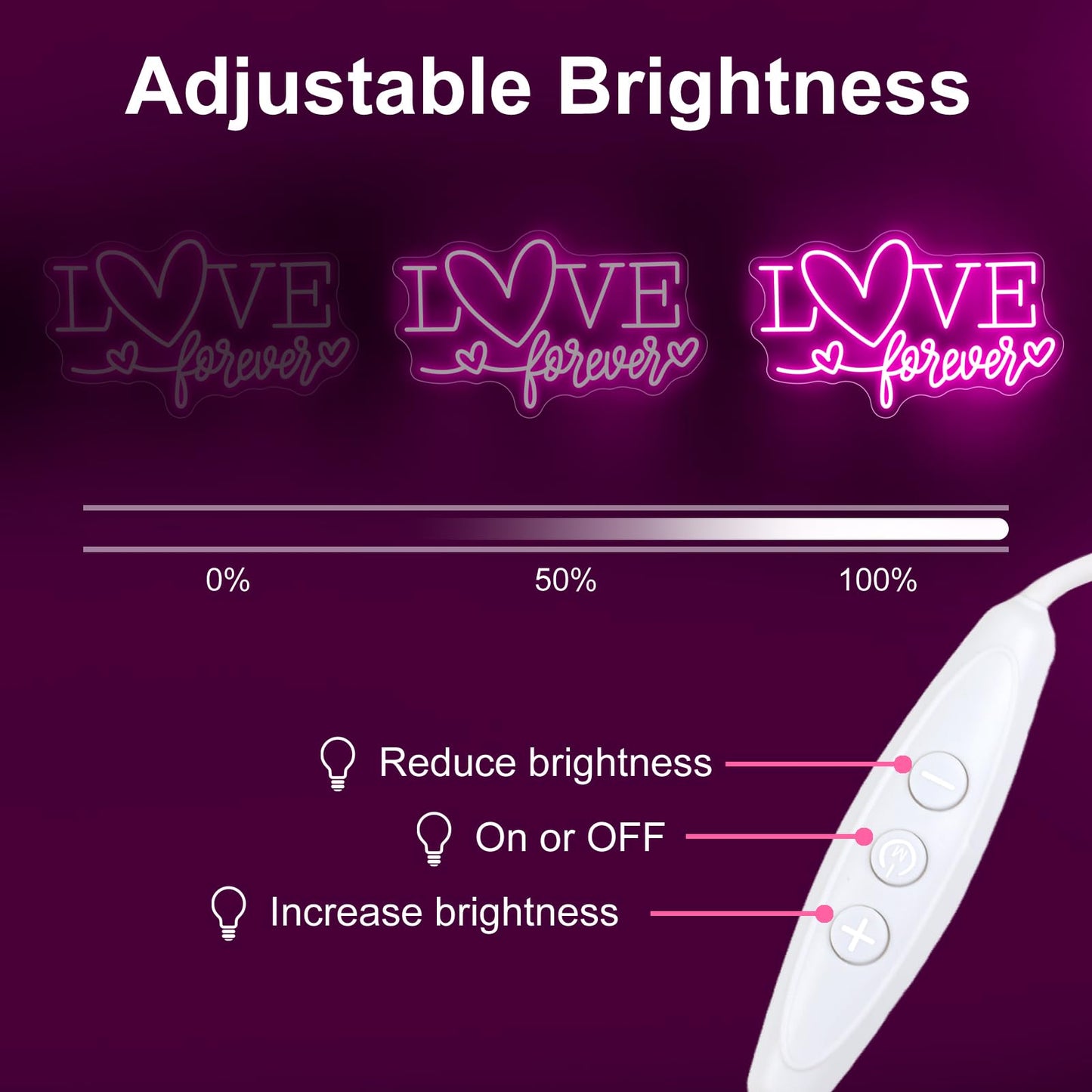 Love Forever Heart Neon Sign, Wedding Party LED Neon Light Valentine's Day Wedding Backdrop Decor Gift For Lover Valentine's Day Gift, LED Romantic Light, Couple Space Accent-Pink-16.5"