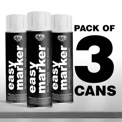 Fox Valley Easy Marker Inverted Marking Spray Paint, White - 18 oz (Pack of 3), Upside Down Marking Paint for Grass & Tree Marking, Parking Lot, Quick Drying & Durable