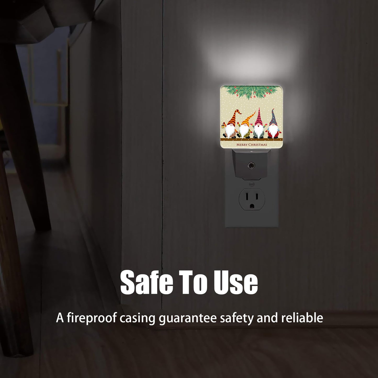Jopowide Christmas Santa Claus Dusk to Dawn Night Light, Auto Sensor Lamp Home Indoor Stairway Kitchen Corridor, Night Lights Plug into Wall Decor, Boys Girls Women Men Room Gifts
