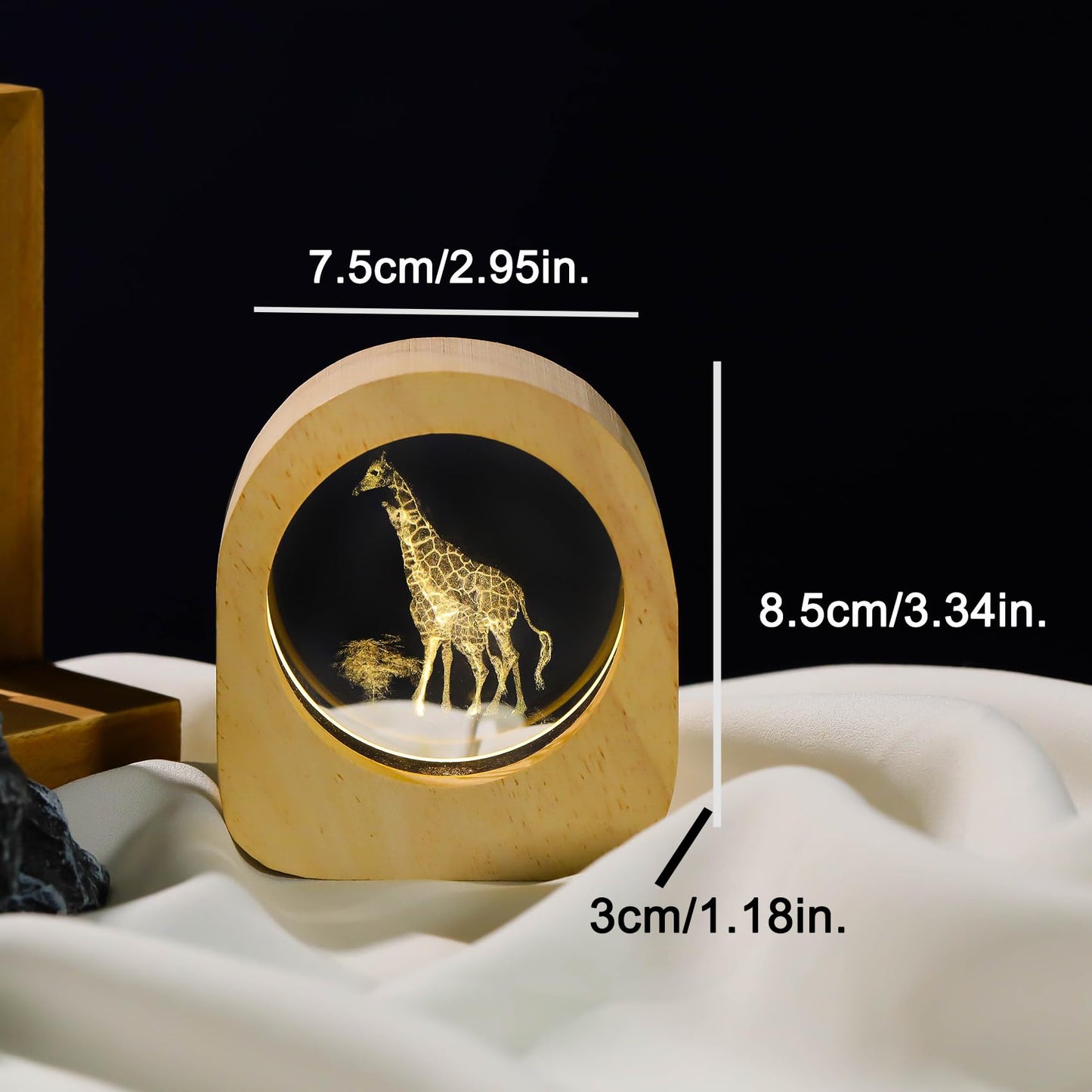 Ornalrist Giraffes Gifts for Women Wood Night Light for Home Decor - 3D Engraved Giraffes Lamp Collectible Figurines Gifts for Mom Friends Giraffe Lovers