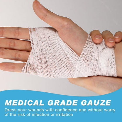 Stretch Gauze Bandages - 3" x 80" Elastic Cotton Tape for Wounds, Injuries & Post-Surgery Care | 12 Rolls