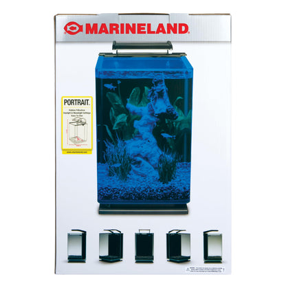 Marineland Portrait Glass LED Aquarium Kit, 5 Gallons, Hidden Filtration,Black