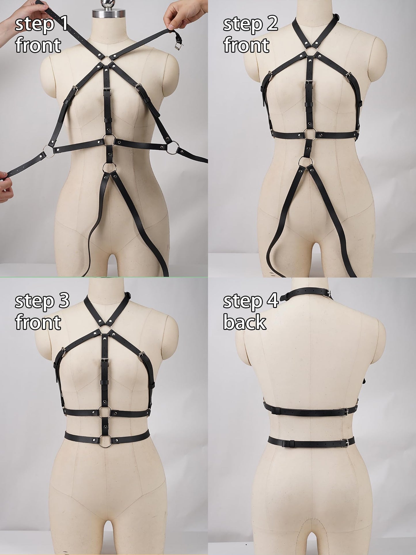 WARANDOD Punk Harness Belts for Woman Leather Chest Body Chain Belt Rave Halloween Accessories Belt Adjustable Gothic (Fit Waist 24.8-36 in)