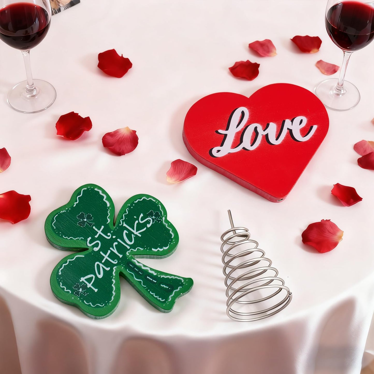 Valentine's Day & St. Patrick's Day Tree Topper,Heart and Shamrock Christmas Tree Topper Decorations,Holiday Trees Topper Set for Home Party Decor Tabletop Display Gift