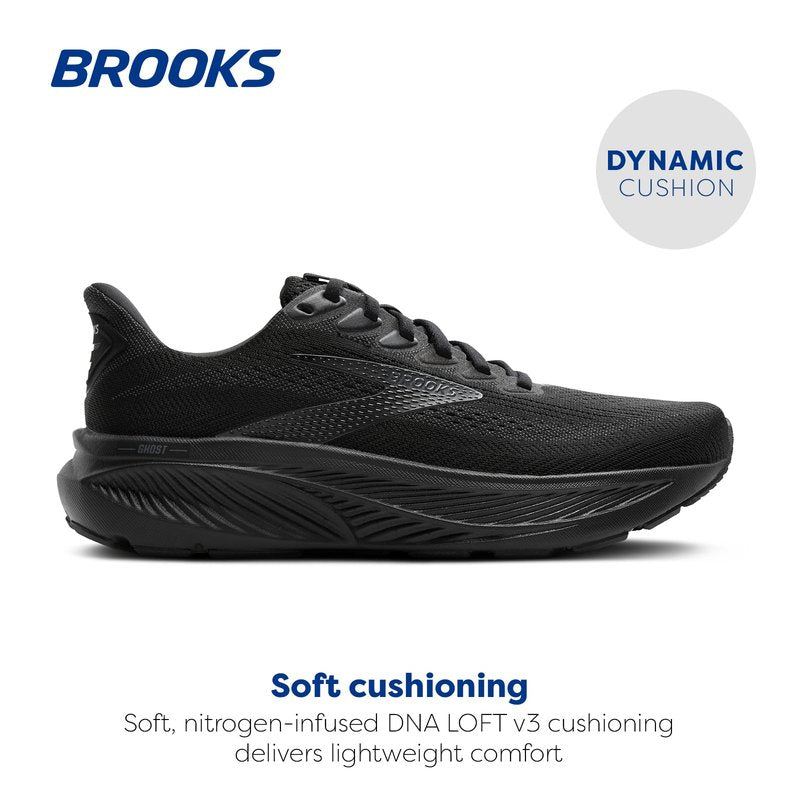 Brooks Men’s Ghost 17 Neutral Running Shoe - Black/Black/Ebony - 14 Wide