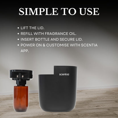 Smart Plug-in Diffuser with App Control | Waterless Cold Air Diffuser | My Way Hotel-Inspired Scent Included | 500 Sq. Ft. Coverage | Mother's Day & Housewarming Gift | Black