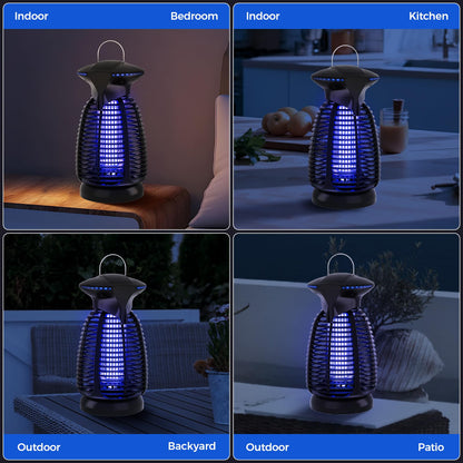 Outdoor Bug Zapper with LED Light - Electric Mosquito Killer Fly Trap Insect Zapper Outdoor and Indoor for Home Kitchen, Patio, Backyard