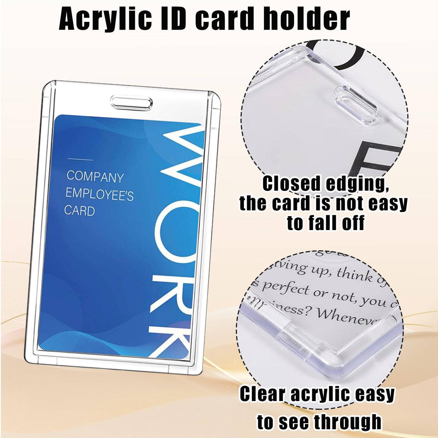 15 Pack Slide Badge Holder with Window, Dual-Sided Clear ID Badge Holders Set - ABS & Acrylic Material, 5 Color Mix for Credit Cards, Access Cards, Employee Badges