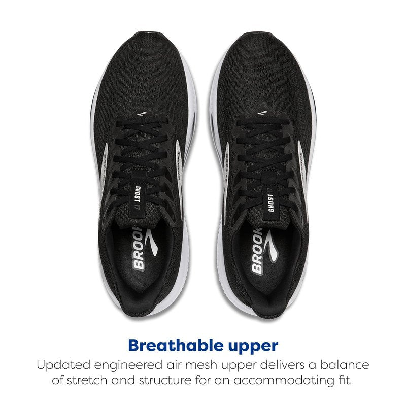 Brooks Women’s Ghost 17 Neutral Running Shoe - Black/Grey/White - 12 Wide