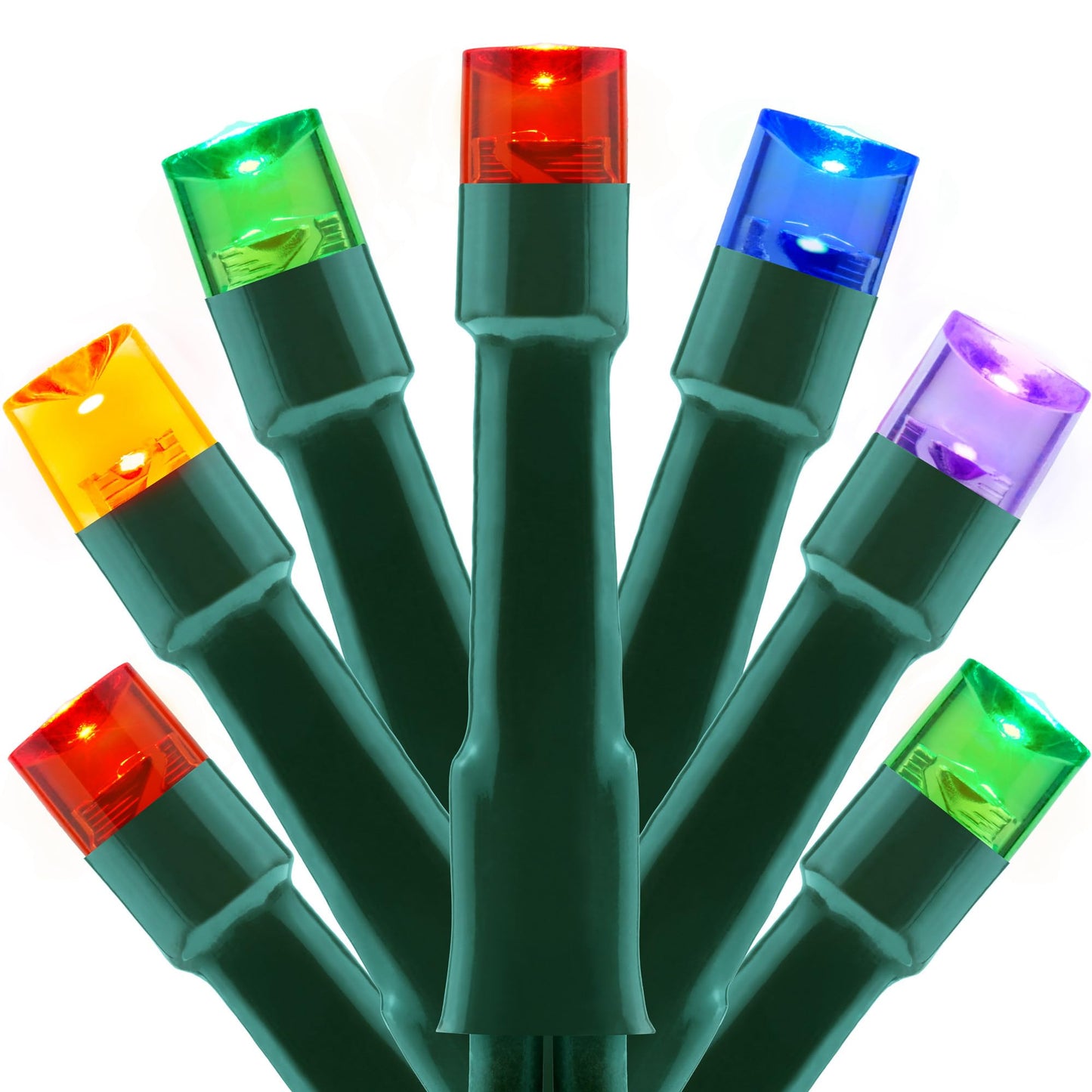 YULETIME 100 ft 300 Count Multicolor LED String Lights with 8 Models Adapter, Green Wire Wide Angle 5mm Christmas Lights (Multicolor - Green Wire)