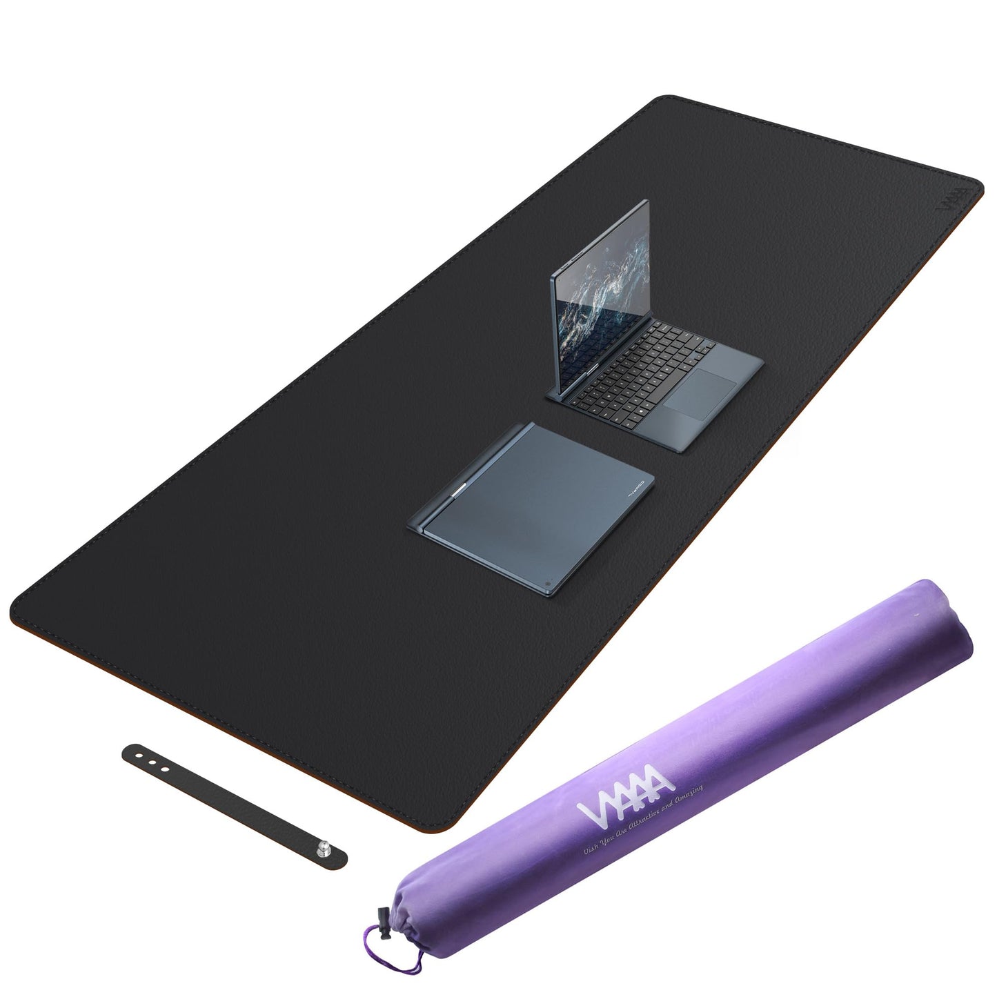 Vyaaa Leather Desk Mat, 63" x 24" Extra Large Desk Pad, Oversized Mouse Pad,Non-Slip Office Desk Pad, Waterproof Desk Blotter for Office and Home (Black)