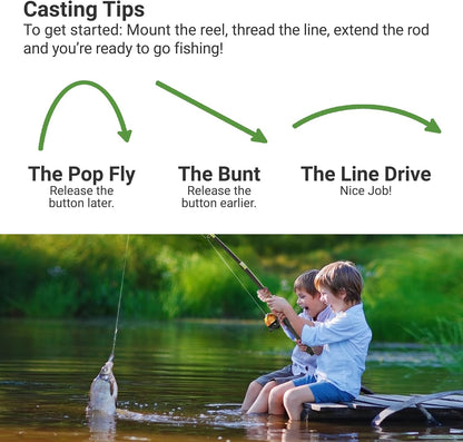 Lanaak Beginner Kids Fishing Pole & Tackle Box - Camo Blue Kids Fishing Rod