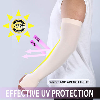KUHNMARVIN Women Compression Arm Sleeves for men to Cover Arms Tattoo Cover-Up Volleyball Sleeve Softball Pickleball (2pairs white with hand cover)