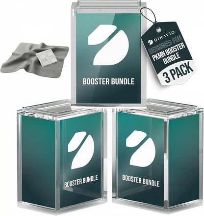 Dinavio Crafthouse | PKMN Booster Bundle Acrylic Case - Stackable Grooves, N52 Magnets, Fits Phantasmal Flames (3 Pack)