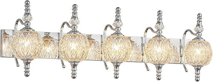 Modern Crystal Bathroom Vanity Lights Fixtures Over Mirror Chrome Vintage 5-Lights 36 Inch Bathroom Light Fixtures Glass Crystal Vanity Lights