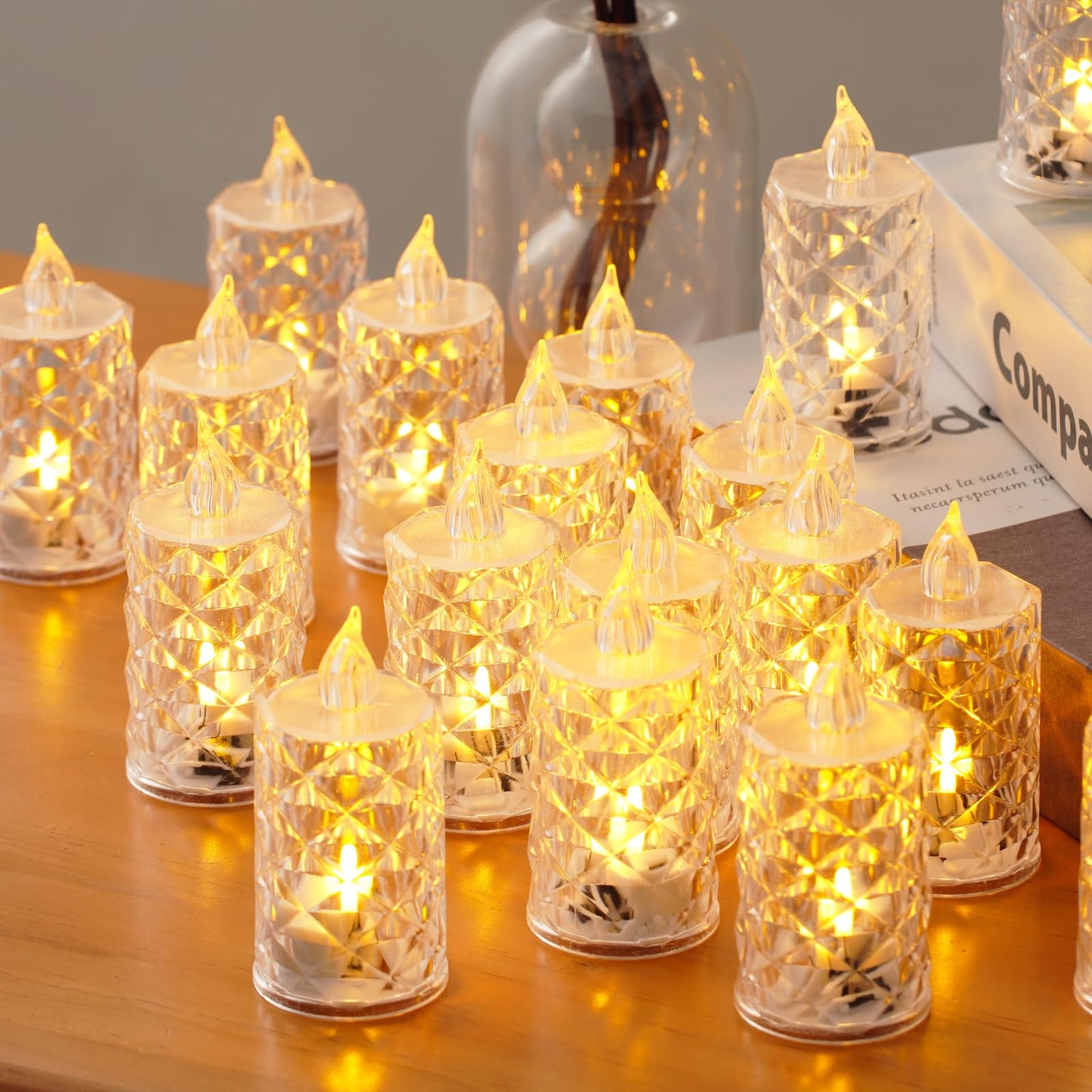 AYMXZT 12 Pack Battery Operated Flameless Candles Realistic LED Tea Lights
